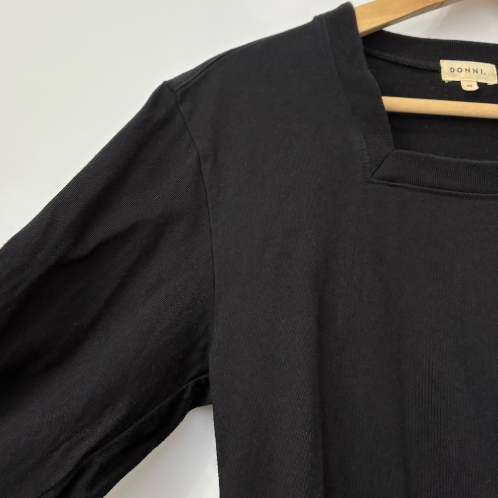 DONNI. Black Jersey Square Neck Long Sleeve Size XS - Picture 7 of 11